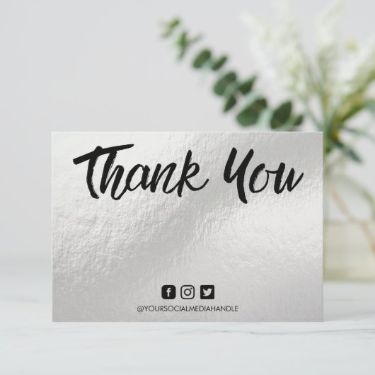 Pastel Silver Silver Danke an Message Media Insert (Stehend Vorderseite)