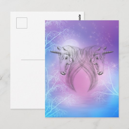Pastel Silver Unicorns Postkarte (Vorne/Hinten)