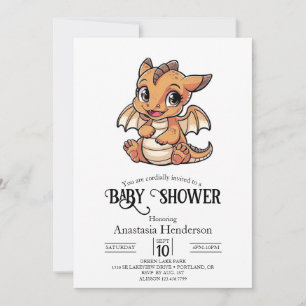 Pastel Simple Digital Dragon Baby Dusche Einladung