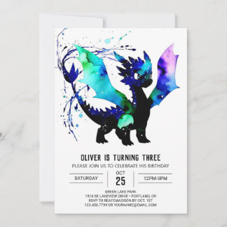 Pastel Simple Dragon Digital Boy Geburtstag Einladung
