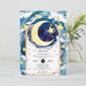 Pastel Simple Moon Birthday Einladung (Stehend Vorderseite)