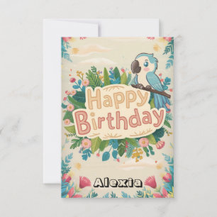Pastel Simple Parrot Digital Geburtstag Karte