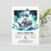 Pastel Simple Pirate Geburtstag Einladung (Stehend Vorderseite)