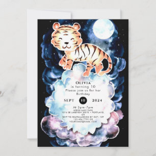 Pastel Simple Tiger Geburtstag Einladung