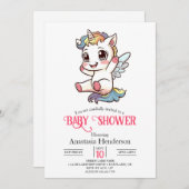 Pastel Simple Unicorn Kinderdusche Einladung (Vorne/Hinten)