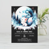 Pastel Simple Wolf Birthday Einladung (Stehend Vorderseite)