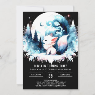 Pastel Simple Wolf Birthday Einladung