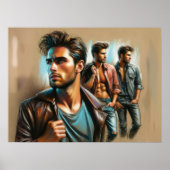 Pastel Sketch Attractive Men II Poster (Vorne)
