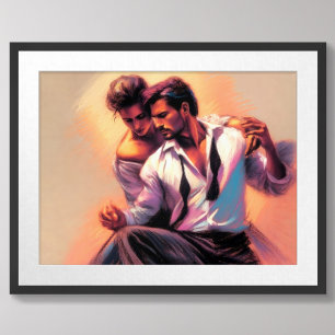 Pastel Sketch Attraktive Männer in der Liebe Poster