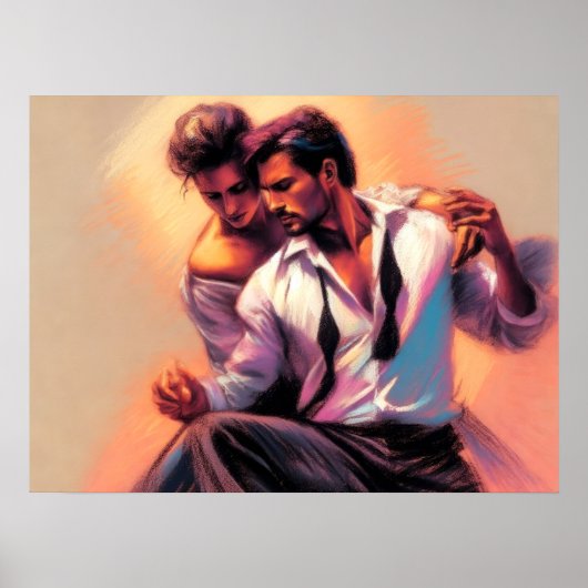 Pastel Sketch Attraktive Männer in der Liebe Poster (Vorne)