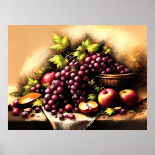 Pastel Sketch Frucht Stillleben Poster (Vorne)