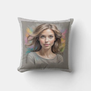 Pastel Sketch Gray Throw Kissen