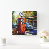 Pastel Sketch Vintage Tankwagen Quadratische Wanduhr (Zuhause)