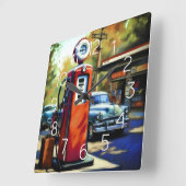 Pastel Sketch Vintage Tankwagen Quadratische Wanduhr (Winkel)