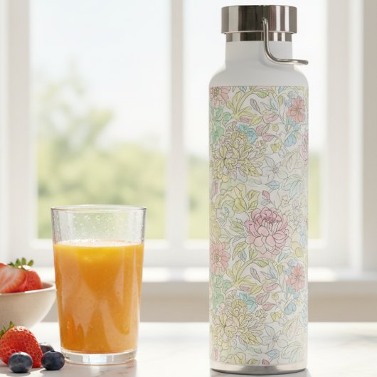 Pastel Sketch Watercolor Floral Trinkflasche