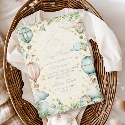 Pastel Sky Adventure Baby Shower Folieneinladung