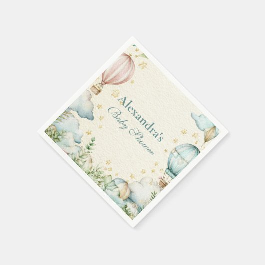 Pastel Sky Adventure Baby Shower Serviette (Ecke)