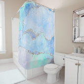 *~* Pastel Sky Blue Agate Holo GLITZER Ozean AP8 Duschvorhang (Beispiel)
