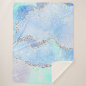 *~* Pastel Sky Blue Agate Silver GLITZER AP8 Sherpadecke (Vorderseite)