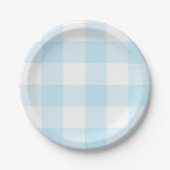 Pastel Sky Blue Gingham Kariertes Muster Pappteller (Vorderseite)