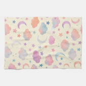 Pastel Sky Dreams - Moon, Stars & Clouds Muster Geschirrtuch (Horizontal)