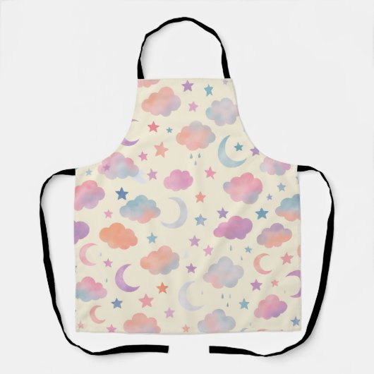 Pastel Sky Dreams - Moon, Stars & Clouds Muster Schürze (Vorderseite)