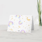 Pastel Sky Rainbow Moon Star Baby Dusche Dankeskarte (Rückseite)