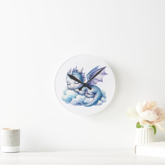 Pastel Sleeping Dragon Runde Wanduhr (Zuhause)