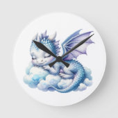 Pastel Sleeping Dragon Runde Wanduhr (Vorderseite)