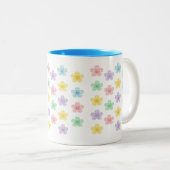 Pastel Smiley Flower Pattern – Cute Gingham  Zweifarbige Tasse (VorderseiteRechts)