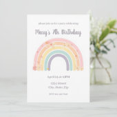 Pastel Smiling Floral Rainbow Kids Birthday Einladung (Stehend Vorderseite)