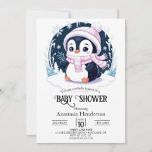 Pastel Snow Penguin Babydusche