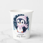 Pastel Snow Penguin Babydusche Pappbecher (Vorderseite)
