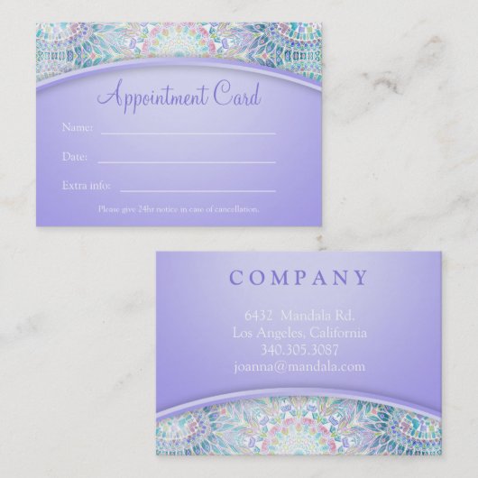 Pastel Snowflake Mandala Termin Karte (Vorne/Hinten)