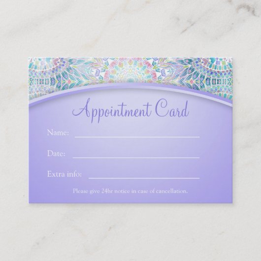 Pastel Snowflake Mandala Termin Karte (Vorderseite)