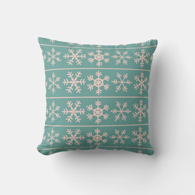 Pastel Snowflake Pattern Kissen (Vorderseite)