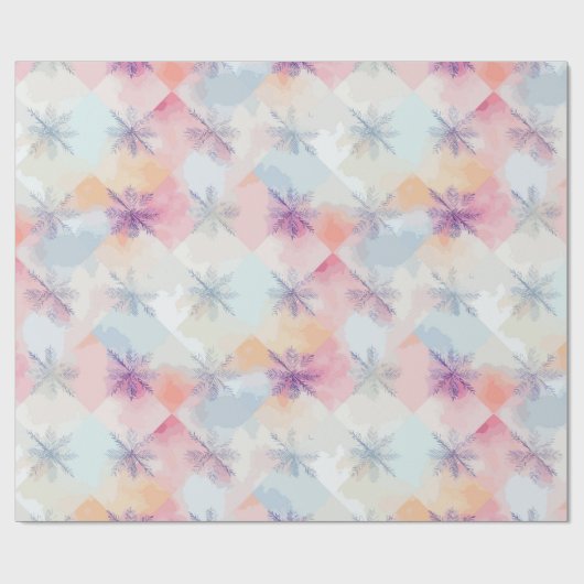 Pastel Snowflake Winterurlaub Weihnachtsmuster Geschenkpapier (Flach)
