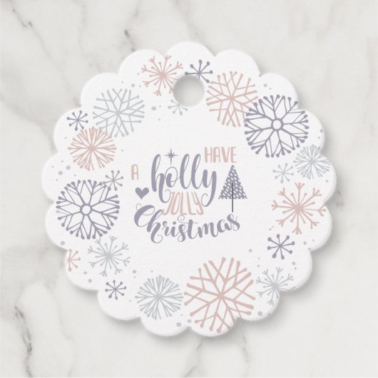 Pastel Snowflakes Holly Jolly Weihnachten Geschenkanhänger (Vorderseite)