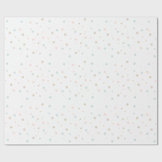 Pastel Snowflakes Tan Coral Rose und Aquamarin Geschenkpapier (Flach)