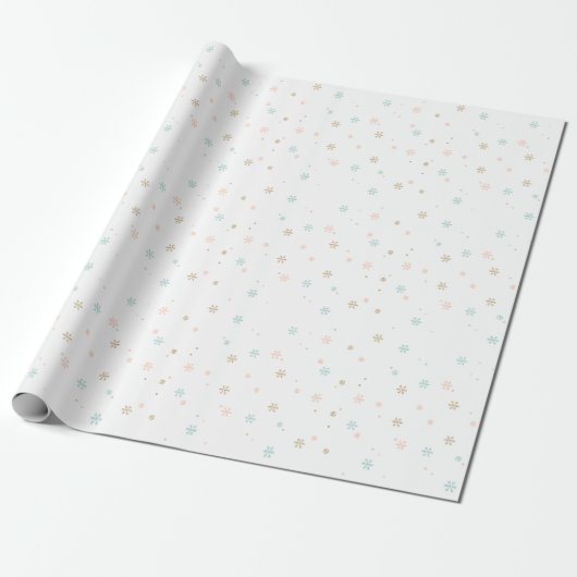 Pastel Snowflakes Tan Coral Rose und Aquamarin Geschenkpapier (Ungerollt)