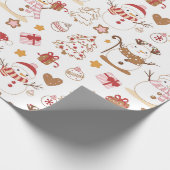 Pastel Snowman Hearts Zeichnete Weihnachten Geschenkpapier (Ecke)