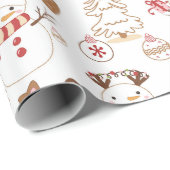 Pastel Snowman Hearts Zeichnete Weihnachten Geschenkpapier (Rolleneckpunkt)