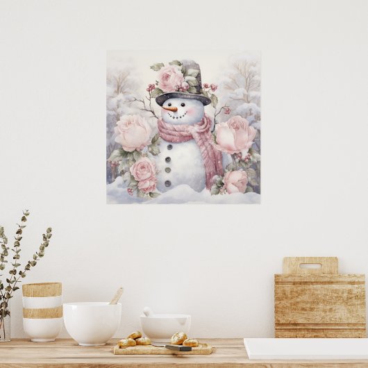Pastel Snowman Poster (Küche)