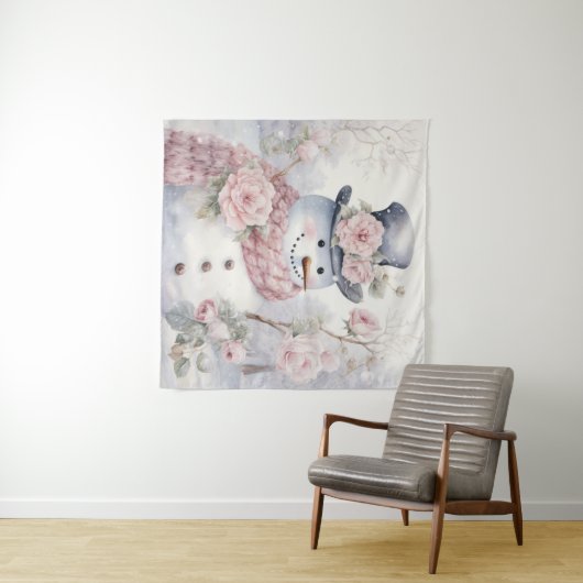 Pastel Snowman Tapestry Wandteppich (Beispiel (Horizontal))