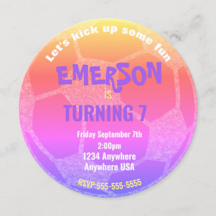 Pastel Soccer Ball Geburtstag, Fußball-Party Einladung