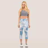 Pastel Soft Blue Jacaranda Blume Blüten Capri Leggings (Vorderseite)