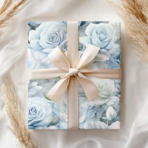 Pastel Soft Blue Rose Bridal Wedding Geschenkpapier