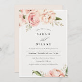 Pastel Soft Blush Peach Peony Flora Einladung (Vorne/Hinten)