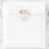 Pastel Soft Blush Peach Peony Floral Wedding Runder Aufkleber (Tasche)