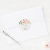 Pastel Soft Blush Peach Peony Floral Wedding Runder Aufkleber (Umschlag)